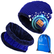 Load image into Gallery viewer, Bluetooth Beanie Wireless Hat with Scarf – Purple Headphone Beanie Hat with Upgraded Bluetooth 5.0 - Wireless Beanie Bluetooth Hat for Women - Warm Kn