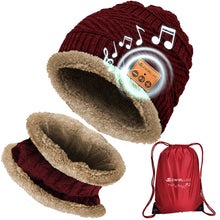 Load image into Gallery viewer, Bluetooth Beanie Wireless Hat with Scarf – Purple Headphone Beanie Hat with Upgraded Bluetooth 5.0 - Wireless Beanie Bluetooth Hat for Women - Warm Kn