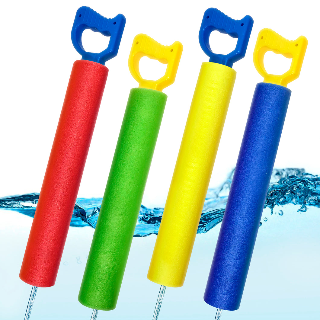 Water Blaster for Kids - Super Soaker Water Gun Foam Blaster Pack of 4 - Foam Water Shooter 16-25’’ with Handle - Water Squirt Gun for Outdoor Summer