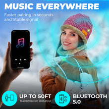 Load image into Gallery viewer, Bluetooth Beanie Wireless Hat with Scarf – Pink Headphone Beanie Hat with Upgraded Bluetooth 5.0 - Wireless Beanie Bluetooth Hat for Women - Warm Knit
