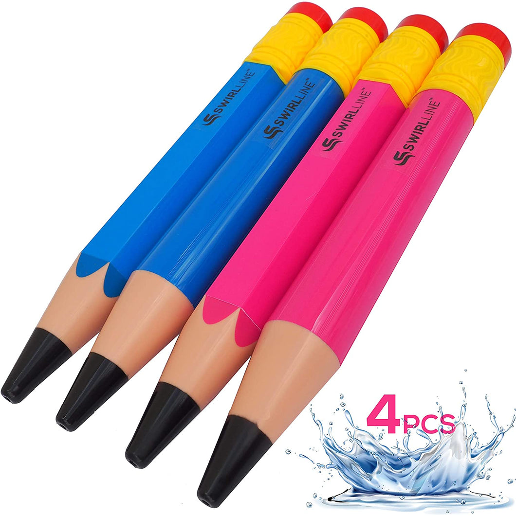 Water Blaster Toy 4 Pack – Water Gun Soaker for Kids 13-19’’ – Water Shooter Squirter for Summer Outdoor Party Pool Beach – Pump Gun – Pencil Shape (4